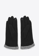 Women's gloves with bow and houndstooth check trim, black, 47-6-205-1-S, Photo 3