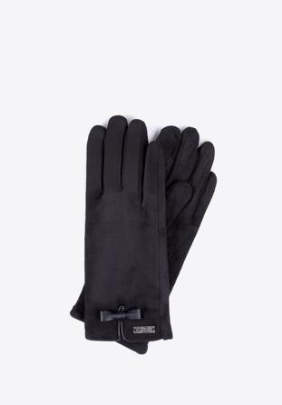 Women's bow detail gloves, black, 39-6P-016-1-M/L, Photo 1