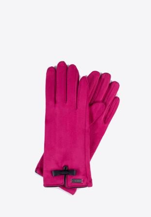 Women's bow detail gloves, pink, 39-6P-016-PP-S/M, Photo 1