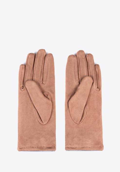 Damskie rękawiczki z kokardką, brązowy, 39-6P-016-6A-M/L, Zdjęcie 2