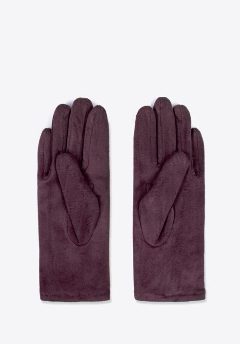 Damskie rękawiczki z kokardką, ciemny brąz, 39-6P-016-PP-M/L, Zdjęcie 2