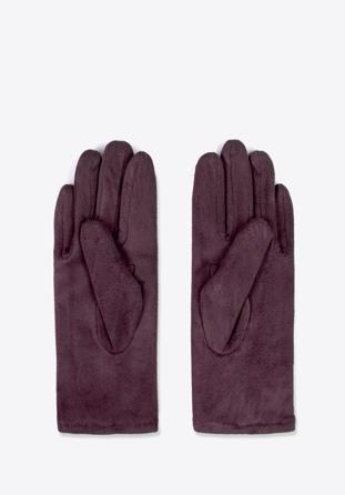 Damskie rękawiczki z kokardką, ciemny brąz, 39-6P-016-B-M/L, Zdjęcie 1