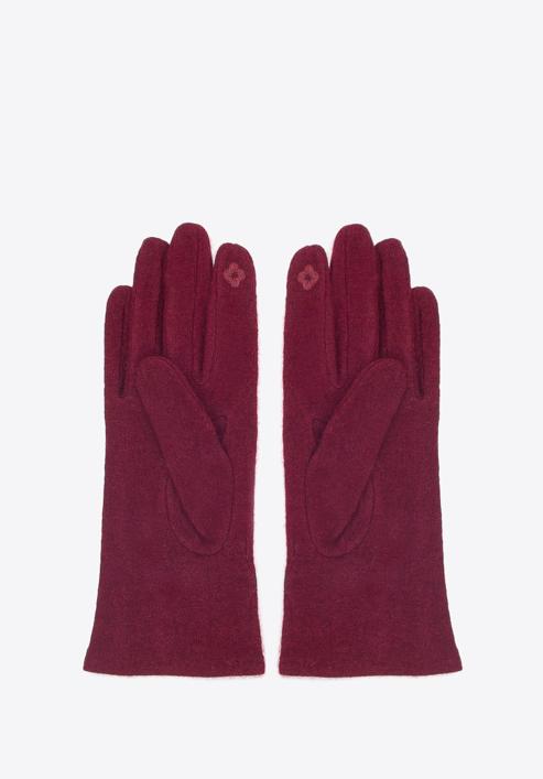 Damskie rękawiczki z kokardką, bordowy, 47-6A-002-22-U, Zdjęcie 2