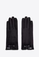 Damskie rękawiczki z kokardką, czarny, 39-6P-016-6A-S/M, Zdjęcie 3