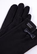 Damskie rękawiczki z kokardką, czarny, 39-6P-016-6A-S/M, Zdjęcie 4