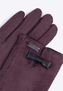 Damskie rękawiczki z kokardką, ciemny brąz, 39-6P-016-PP-S/M, Zdjęcie 4