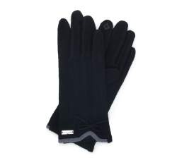 Damskie rękawiczki z kokardką cienkie, czarny, 47-6A-004-1-U, Zdjęcie 1