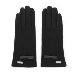 Damskie rękawiczki z małą kokardką, czarny, 47-6-202-1-L, Zdjęcie 1