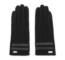 Damskie rękawiczki z ozdobnym paskiem, czarny, 47-6-200-1-L, Zdjęcie 1