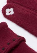 Damskie rękawiczki z ozdobnym przeszyciem i kokardką, bordowy, 47-6-204-1-M, Zdjęcie 4