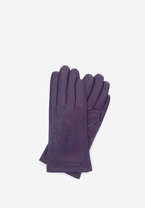 Women's perforated leather gloves, violet, 45-6-638-F-M, Photo 1