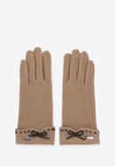 Damskie rękawiczki z przeszyciami i kokardką, brązowy, 47-6-203-1-XS, Zdjęcie 2