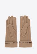 Damskie rękawiczki z przeszyciami i kokardką, brązowy, 47-6-203-1-XS, Zdjęcie 3