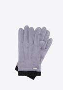 Men's gloves with ribbed cuffs, grey, 39-6P-018-B-S/M, Photo 1