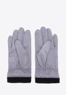 Męskie rękawiczki z ukośnym przeszyciem i ściągaczem, szary, 39-6P-018-1-S/M, Zdjęcie 2