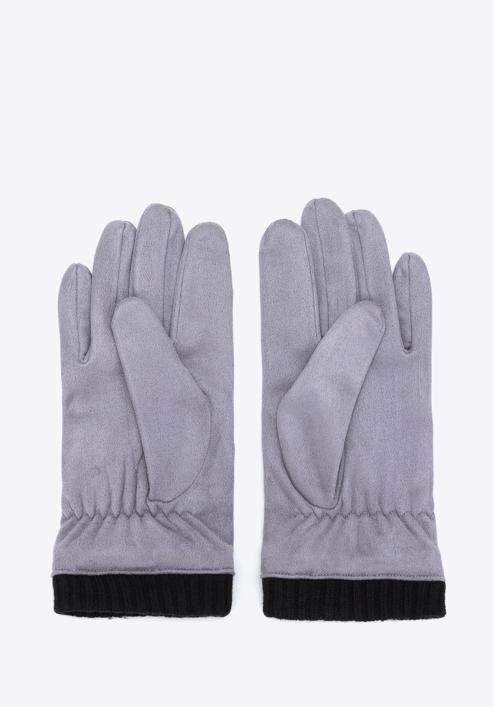Men's gloves with ribbed cuffs, grey, 39-6P-018-1-S/M, Photo 2