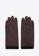 Męskie rękawiczki z przeszyciami i ściągaczem, ciemny brąz, 39-6P-020-B-M/L, Zdjęcie 2