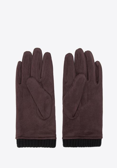 Men's gloves with ribbed cuffs, dark brown, 39-6P-020-1-S/M, Photo 2