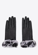 Men's gloves with ribbed cuffs, black, 39-6P-020-B-S/M, Photo 3