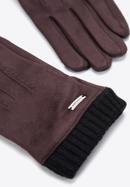 Men's gloves with ribbed cuffs, brown, 39-6P-018-B-S/M, Photo 4