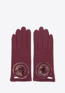 Damskie rękawiczki z puszkiem, bordowy, 47-6-118-1-U, Zdjęcie 2