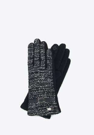 Damskie rękawiczki z tkaniny bouclé, czarno-biały, 47-6A-005-1X-U, Zdjęcie 1