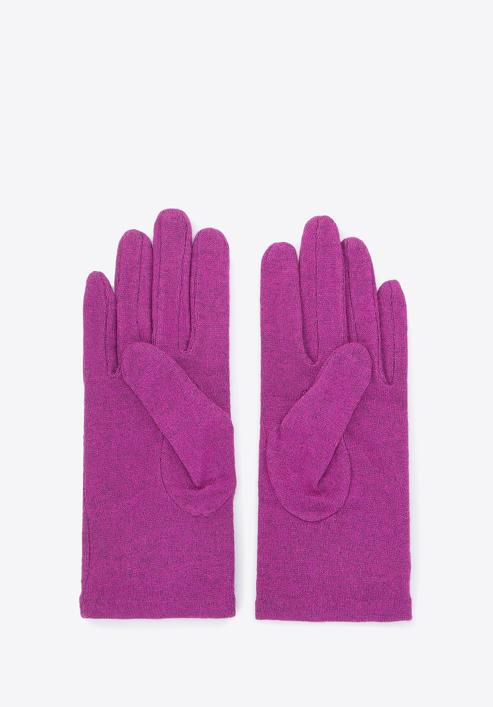 Women's knitted flower gloves, fuchsia, 47-6-119-F-U, Photo 3