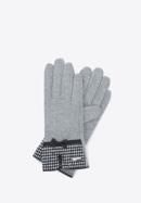 Women's gloves with houndstooth check detail, grey, 47-6-117-1-U, Photo 1