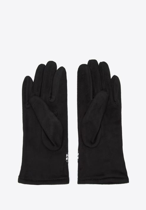 Damskie rękawiczki z wykończeniem w pepitkę, czarny, 39-6P-014-33-M/L, Zdjęcie 2