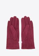 Damskie rękawiczki z wykończeniem w pepitkę, bordowy, 39-6P-014-33-M/L, Zdjęcie 2