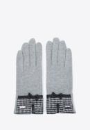 Damskie rękawiczki z wykończeniem w pepitkę, szary, 47-6-117-1-U, Zdjęcie 2
