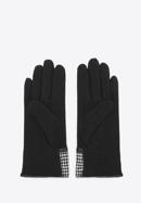 Damskie rękawiczki z wykończeniem w pepitkę, czarny, 47-6-117-1-U, Zdjęcie 3