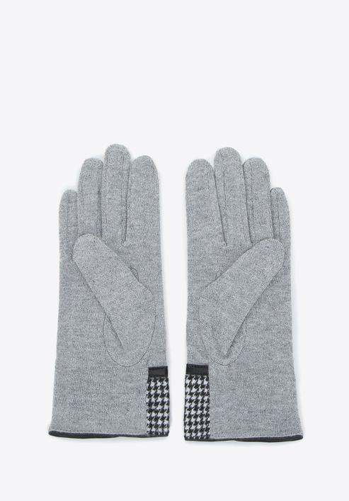 Women's gloves with houndstooth check detail, grey, 47-6-117-1-U, Photo 3