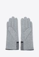Damskie rękawiczki z wykończeniem w pepitkę, szary, 47-6-117-1-U, Zdjęcie 3