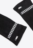 Damskie rękawiczki z wykończeniem w pepitkę, czarny, 39-6P-014-33-S/M, Zdjęcie 4