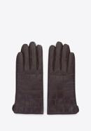 Damskie rękawiczki ze skóry croco, brązowy, 39-6-650-B-M, Zdjęcie 3
