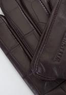 Damskie rękawiczki ze skóry croco, brązowy, 39-6-650-B-S, Zdjęcie 4