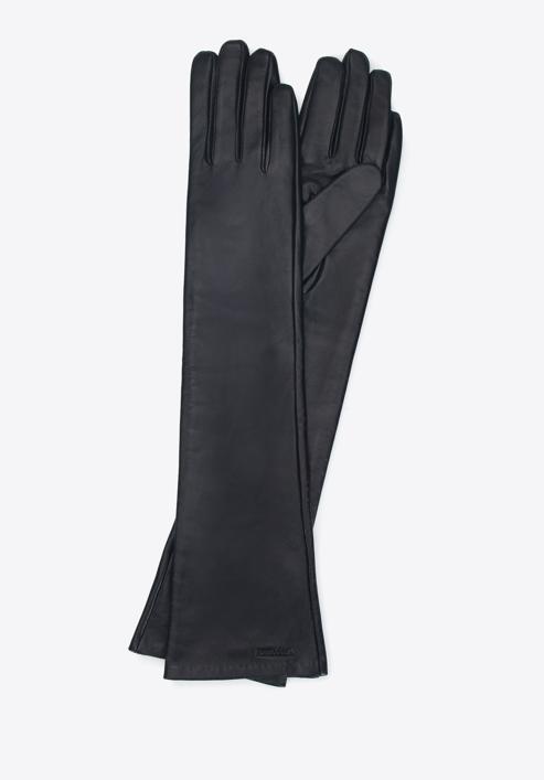 Damskie rękawiczki ze skóry długie, czarny, 45-6L-230-1-X, Zdjęcie 1