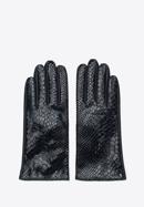 Damskie rękawiczki ze skóry o fakturze croco, czarny, 39-6A-010-1-L, Zdjęcie 3
