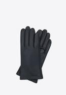 Damskie rękawiczki ze skóry proste, czarny, 39-6A-012-1-S, Zdjęcie 1