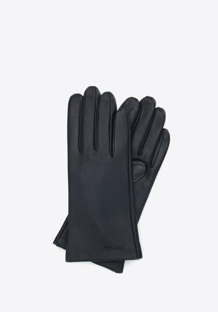 Women's plain leather gloves, black, 39-6A-012-1-L, Photo 1