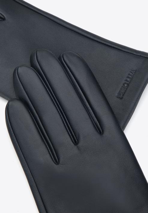 Damskie rękawiczki ze skóry proste, czarny, 39-6A-012-1-S, Zdjęcie 4