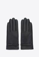 Damskie rękawiczki ze skóry z paskiem, czarny, 39-6-644-A-X, Zdjęcie 3