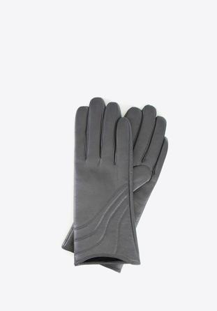 Damskie rękawiczki ze skóry z przeszyciem, szary, 44-6-526-S-XL, Zdjęcie 1