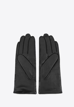 Damskie rękawiczki ze skóry z przeszyciem, czarny, 44-6-526-1-S, Zdjęcie 1