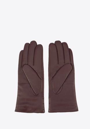 Damskie rękawiczki ze skóry z przeszyciem, bordowy, 44-6-526-BD-M, Zdjęcie 1