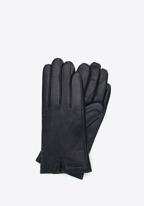Damskie rękawiczki ze skóry z wycięciem, czarny, 39-6L-213-1-X, Zdjęcie 1