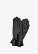 Damskie rękawiczki ze skóry z zamszową wstawką, czarny, 44-6-525-BB-M, Zdjęcie 1