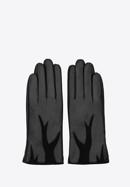 Damskie rękawiczki ze skóry z zamszową wstawką, czarny, 44-6-525-BB-M, Zdjęcie 3