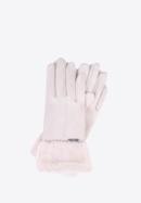 Women's gloves with faux fur cuffs, cream, 39-6P-010-PP-M/L, Photo 1